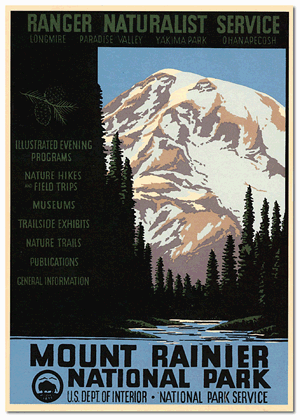 Rainier National Park Paradise Valley Washington US Travel Advertisement Poster 